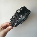 Hand-braided black hairband with anti-slip inner teeth for high skull top effect - Three-strand Lace Headband (4.5CM Wide) / Natural Black