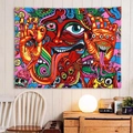 Dettaglio di un arazzo psichedelico con occhio surreale e motivo pop art nella stanza - 150x130cm / Figura dell'illustrazione psichedelica