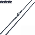 Hip hop black stainless steel twist rope chain necklace featuring detailed texture view - 2MM Width / 50CM Length / Black