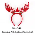 Christmas reindeer antler headband with red sequins and white snowflake pattern details - TK-06R (Red Sequined Large Antler Headband)