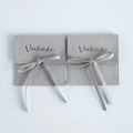 Gray microfiber jewelry pouches with matching ribbon bows for rings and necklaces - 8x8cm / Gray