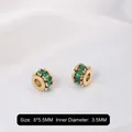 8x5.5mm 14K gold plated marquise green zircon spacer beads for DIY jewelry making - Small Green Zirconia 14k Gold / 8*5.5MM Inner Dia 3.5MM