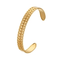 Elegant gold titanium steel cuff bracelet featuring double chain hollow design for women - Y635-1 Gold Double Chain