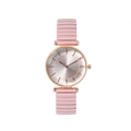 Orologio da donna con cinturino elastico rosa, cassa oro rosa e quadrante con strass - Rosa