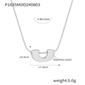 Collar minimalista de acero inoxidable plateado con colgante en U y dimensiones técnicas - Acero inoxidable / Collar en Forma de U Color Acero