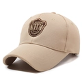 Casquette de baseball en toile beige avec broderie écusson et visière courbée pour le soleil - Réglable / Beige moyen