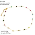 Detail of 18k gold plated stainless steel chain with colorful square beads - Colorful Square Bead Style (S-N586)