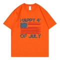 T-shirt femme orange vif avec imprimé drapeau américain vintage de l'Independence Day - XS / Hauts / Orange