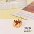 Golden zodiac tiger pendant with colorful enamel details, size 13x12mm, code H-7830 - H-7830 (Tiger)
