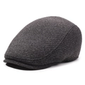 Mens marled grey thick flat cap in wool blend for winter warmth and casual style - Adjustable / Gray