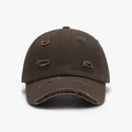 Vintage distressed dark brown cotton baseball cap with torn details and worn brim - Adjustable / Dark Coffee