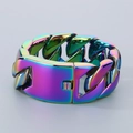 Chunky 31mm rainbow stainless steel Cuban link bracelet with a secure clasp for men - Colorful
