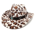 Dettaglio cappello da cowboy leopardato con fascia in pelle ed emblema a stella argento - M (56-58cm) / Corona a Cuore Beige