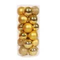 Gouden kerstballen in een transparante koker met matte en glitterafwerkingen - 3cm (Set van 12 OPP) / Goud
