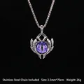 Collana da uomo stile gotico con occhio di demone viola e catena in argento - Malocchio Viola