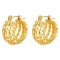 Fashion 18K gold plated twisted hoop earrings in stainless steel for women - Gold Style
