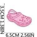 Pink clog shoe embroidery patch measurement guide showing 6.5cm width and 3.5cm height - No.3-Clog Shoe Style