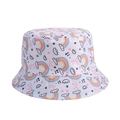 Close-up of children's white bucket hat with colorful rainbow and star patterns - White - Rainbow