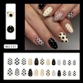 Unghie finte a mandorla a pois neri bianchi e rosa nudo set da 24 pezzi nails - Pois Crema - Forma a Mandorla (W2131)