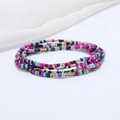Detailed view of layered colorful seed bead belly chain for beach bikini accessories - 80cm / Colorful/Pink Blue Purple Gold