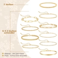 Makroansicht des 14K vergoldeten Armband-Sets mit Panzer-, Schlangen- und Büroklammerkette - s161-Perlen Büroklammer Seil Panzerkette Schlange Ketten