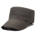 Men's quick-dry flat top patrol cap in dark brown with metal YS side decoration - Adjustable / Army Green