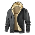Dunkelgraue Herren-Kapuzenjacke mit warmem Graphen-Fleece-Futter und Reißverschluss - XS / Dunkelgrau
