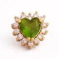 Green heart zircon pendant with white crystal halo in a gold-plated flower setting - Light Green Heart (M641801-Light Green)