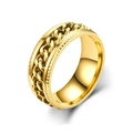 High-quality rotatable stainless steel chain ring with polished gold finish for men and women - Size 7 / Gold