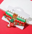 Christmas beaded bracelet set with reindeer, tree, and Santa charms on display card - SY0669-Christmas Reindeer 4PCS Set