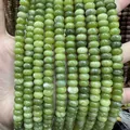 Multiple strands of light green natural stone rondelle beads for DIY jewelry making - Southern Jade / 5*8mm (approx. 73 pcs/strand)