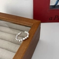 Minimalist silver geometric ear cuff earring presented on a premium velvet jewelry box - Geometric Faceted Open Ring (J2520)
