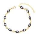 Bohemian gold evil eye bracelet with colorful enamel eye charms and round zircon stones - Black