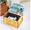 Handcrank wooden music box with carved pattern and daughter message card inside - Christmas 15/Wood Color/To My Daughter