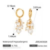 18K gold plated stainless steel grape pearl earrings with dimensions and weight info - Cluster Pearl Hoop Earrings (JDE2403028)