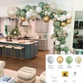 Sage green and gold balloon arch kit including various sizes for wedding party decor - Style 1