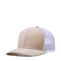 Classic beige trucker hat with white breathable mesh back and curved brim for men - Adjustable / Light Khaki + White Mesh
