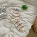Off-White Socken mit bunten Streifen und Puppy-Label aus hochwertiger Baumwolle für Damen - Rot Blau Gelb Gestreift