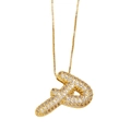 Collier avec pendentif lettre P doré orné de zircons brillants et chaîne maille - Lettre P
