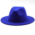 Close-up of royal blue wool fedora hat with wide brim showing felt texture and structure - M (56-58cm) / Royal Blue