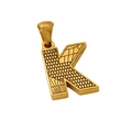 Golden titanium steel letter K necklace pendant with textured bark pattern finish - K-Single Pendant