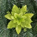 Sparkling lime green Christmas poinsettia flower with glitter finish for holiday decor - 14.5cm / Fruit Green