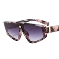 Oversized star decor sunglasses with purple marble frame and gradient violet lenses - C3 Floral Frame Gradient Grey Lens