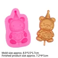 Pink bear silicone mold for chocolate making with golden I Love You bear result - 1# Bear with Hat (I Heart U) / Pink