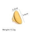 Detailed view of chunky 18K gold plated oval ring with dimensions 3.4cm by 2.2cm - US 8 / Streamlined Irregular Style (NB-R2023179)