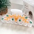 Pinza per capelli natalizia bianca con renna e stelle di strass per acconciature - 10cm / Renna bianca