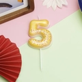 Creative yellow number 5 donut birthday candle with colorful sprinkles and cake stick - Number 5 - Yellow Donut