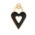 Golden heart pendant with black enamel finish and dual rings for jewelry making - Hollow Heart Style (L282535-Black) / Black