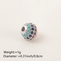 DIY colorful pave zircon bead charm in blue and purple finish for bracelets - 8MM Red Blue Turquoise Platinum Plated