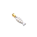 White and gold fish-shaped enamel pendant with metallic ring for DIY jewelry making - White